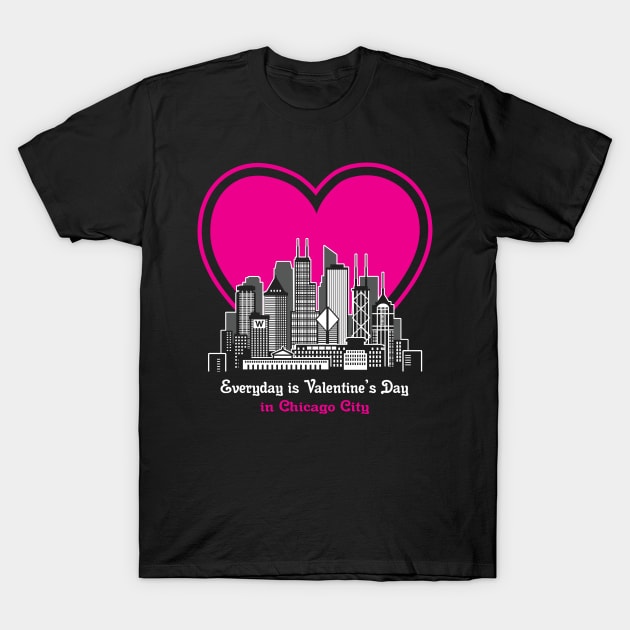 Valentine's Day in Chicago City T-Shirt by traveltravelamerica